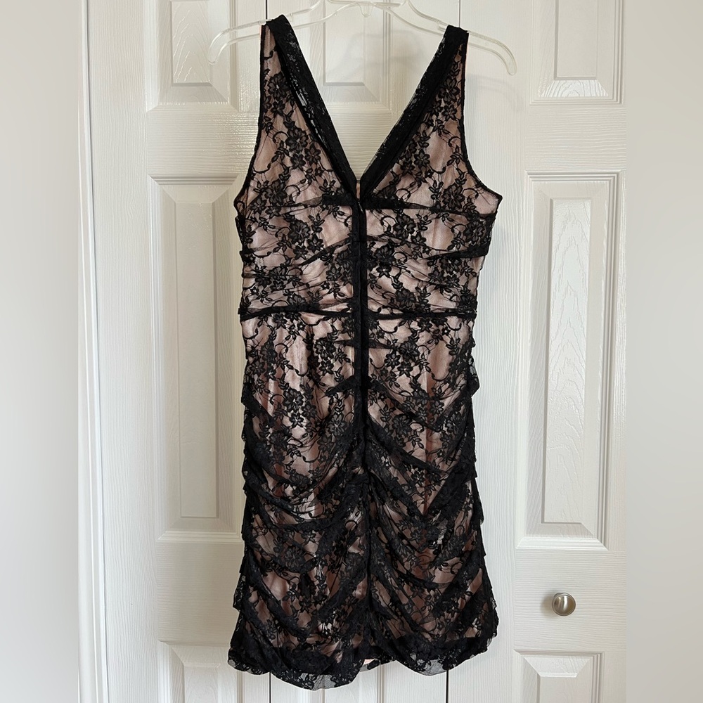 Express Black Lace Ruched Dress (12)